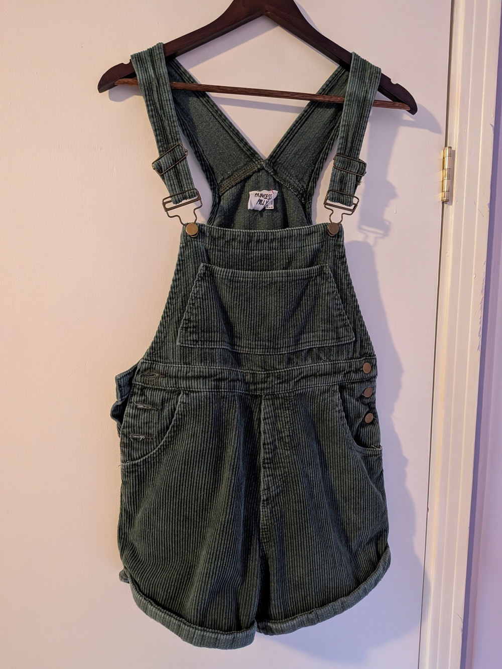 Princess Polly Green Corduroy Overall Shorts